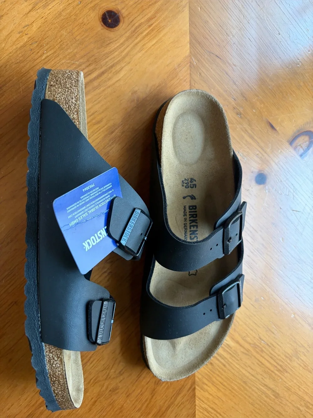 Arizona Birkenstock man’s black sandals 45/290/M12